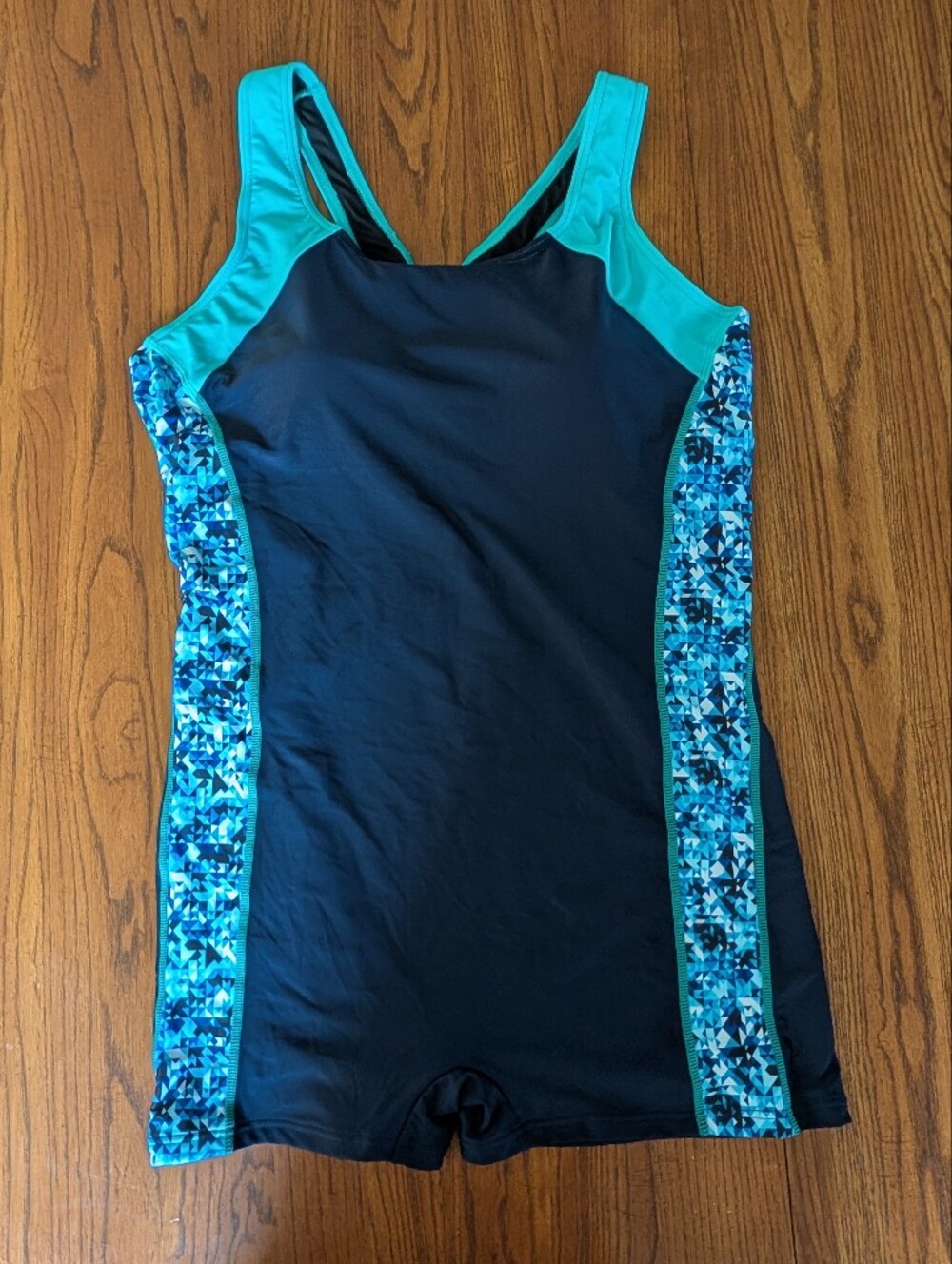 Attraco/Charmo Racerback One Piece Swimsuit - Navy & Turquoise, Xl